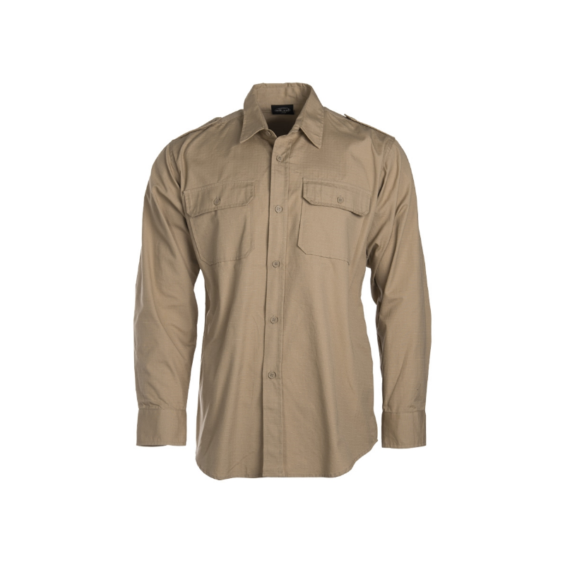 Tropenhemd, Ripstop, langarm, khaki