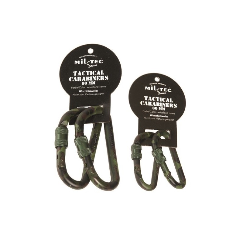 Tactical Karabiner woodland 80 mm (Paar) mit Verdrehsicherung