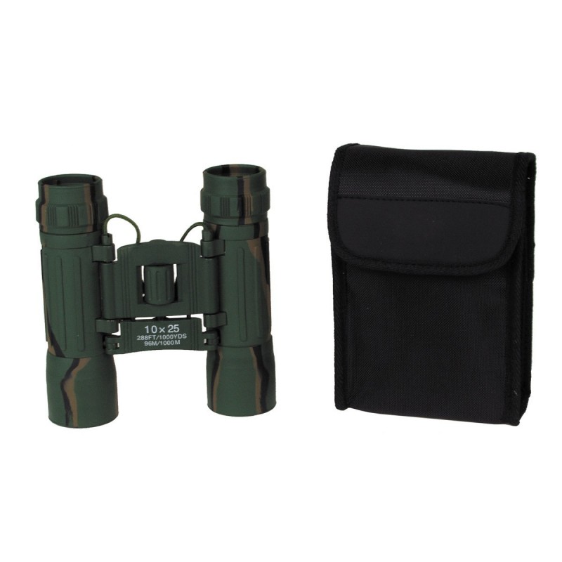 Fernglas, faltbar, 10 x 25, woodland, Ruby Linse, Tasche