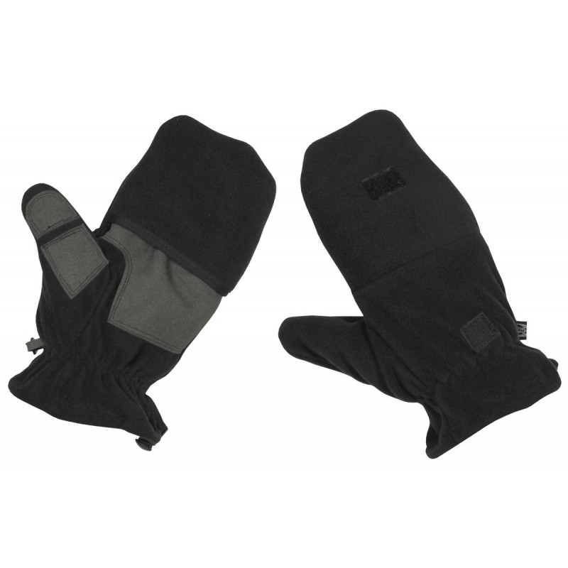 Fleece-Faust-Fingerhandschuhe, schwarz, mit Ausziehschlaufen