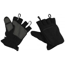 Fleece-Faust-Fingerhandschuhe, schwarz, mit Ausziehschlaufen