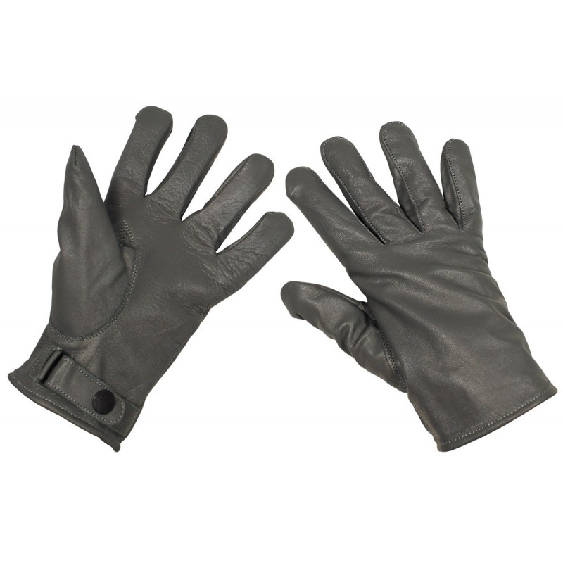 BW Lederhandschuhe, gefüttert, grau, Mod.