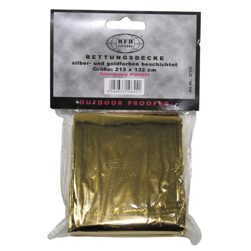 Rettungsdecke, silber- und goldfarben beschichtet