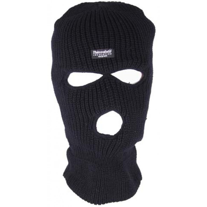 Balaclava 3 Loch, schwarz, grob Strick, Thinsulate