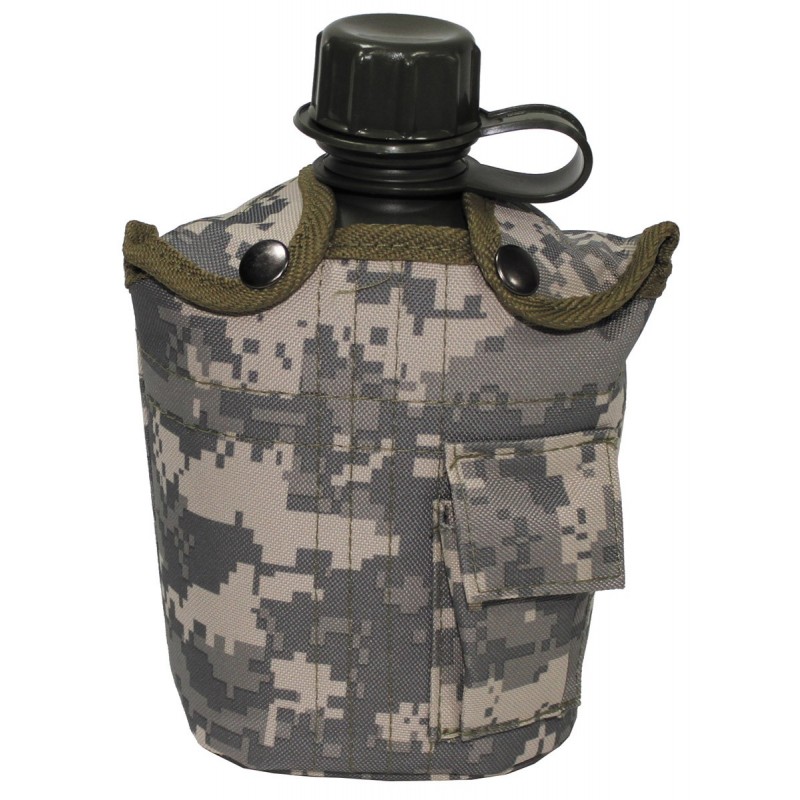 US Plastikfeldflasche, 1 l, mit Hülle, AT-digital, BPA-frei