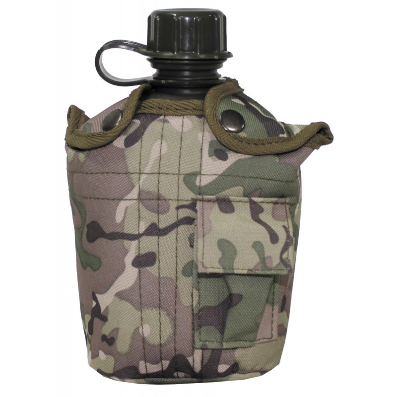 US Plastikfeldflasche, 1 l, mit Hülle, operation camo, BPA-frei