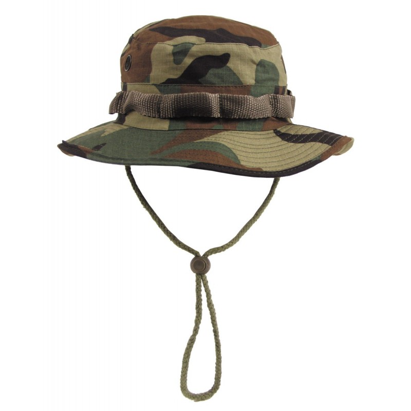 US GI Buschhut, mit Kinnband, GI Boonie, Rip Stop, woodland