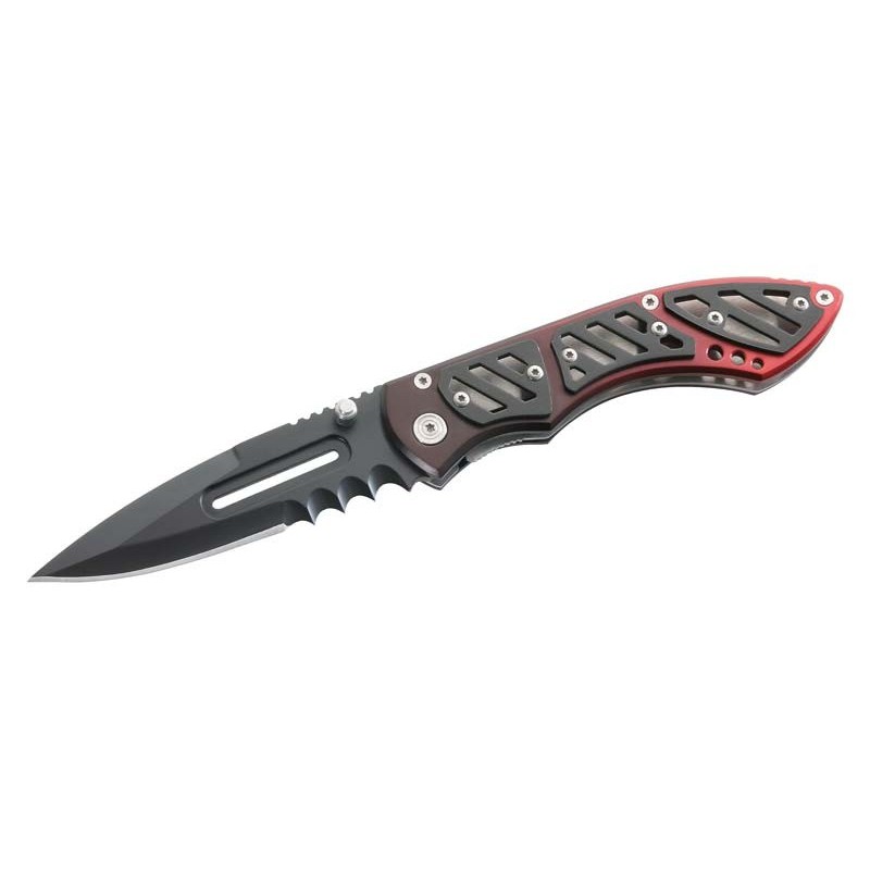 Herbertz Einhandmesser, AISI 420, Leichtmetall, schwarz/rot