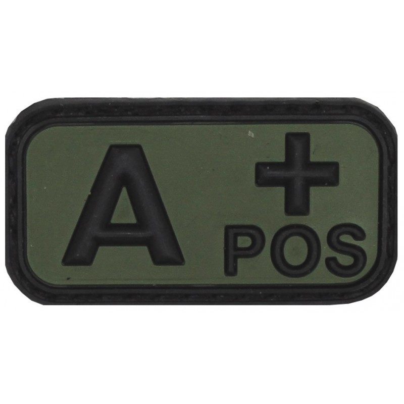 Klettabzeichen, schwarz/oliv, Blutgruppe "A POS", 3D