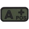 Klettabzeichen, schwarz/oliv, Blutgruppe "A POS", 3D