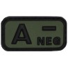Klettabzeichen, schwarz/oliv, Blutgruppe "A NEG", 3D