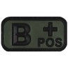 Klettabzeichen, schwarz/oliv, Blutgruppe "B POS", 3D