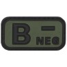 Klettabzeichen, schwarz/oliv, Blutgruppe "B NEG", 3D