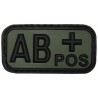 Klettabzeichen, schwarz/oliv, Blutgruppe "AB POS", 3D