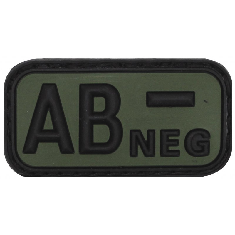 Klettabzeichen, schwarz/oliv, Blutgruppe "AB NEG", 3D