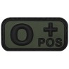 Klettabzeichen, schwarz/oliv, Blutgruppe "O POS", 3D